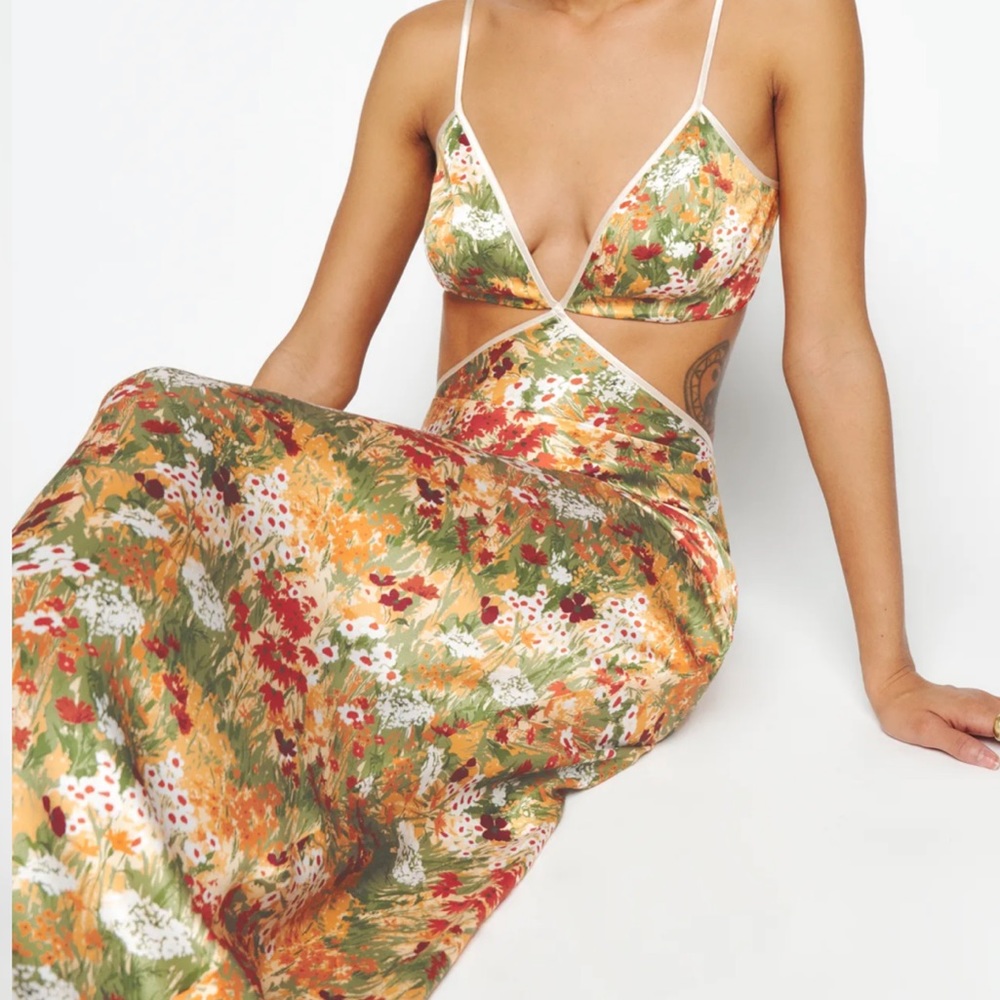 Reformation Poppies Silk Dress